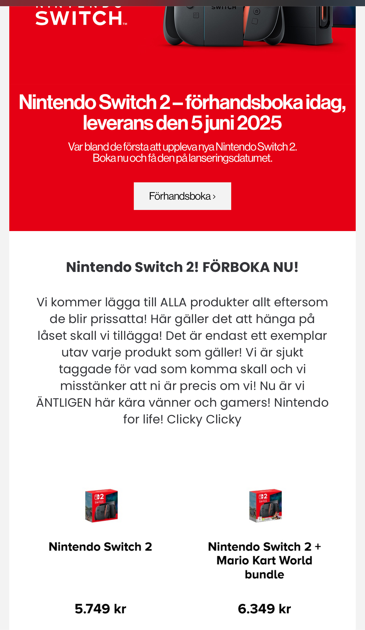 Utskick från Spelbutiken med priserbjudande